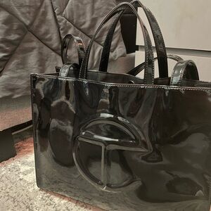 Telfar Shiny Black Tote Bag